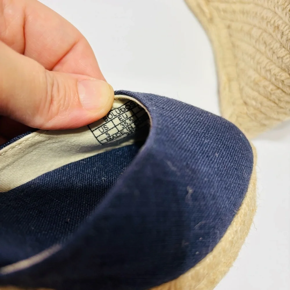 Soludos Blue and Cream
Espadrille Wedges with Ankle Strap - Picture 9 of 9